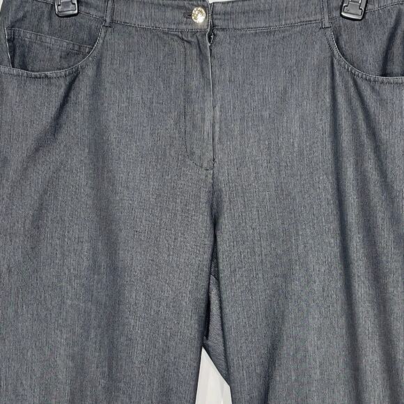 ST JOHN Collection Women’s Gray Striped Cropped Wide Leg Trouser 14 - Picture 2 of 5